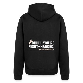 Ohhh! Du bist Rechtshänder - Niemals Linkshänder - Unisex Premium Bio Zip Hoodie - Schwarz - Hinten - Nico (187cm)