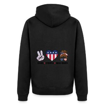 Rayures étoilées et égalité - Veste à capuche bio Premium Unisexe - noir - Dos - Nico (187cm)