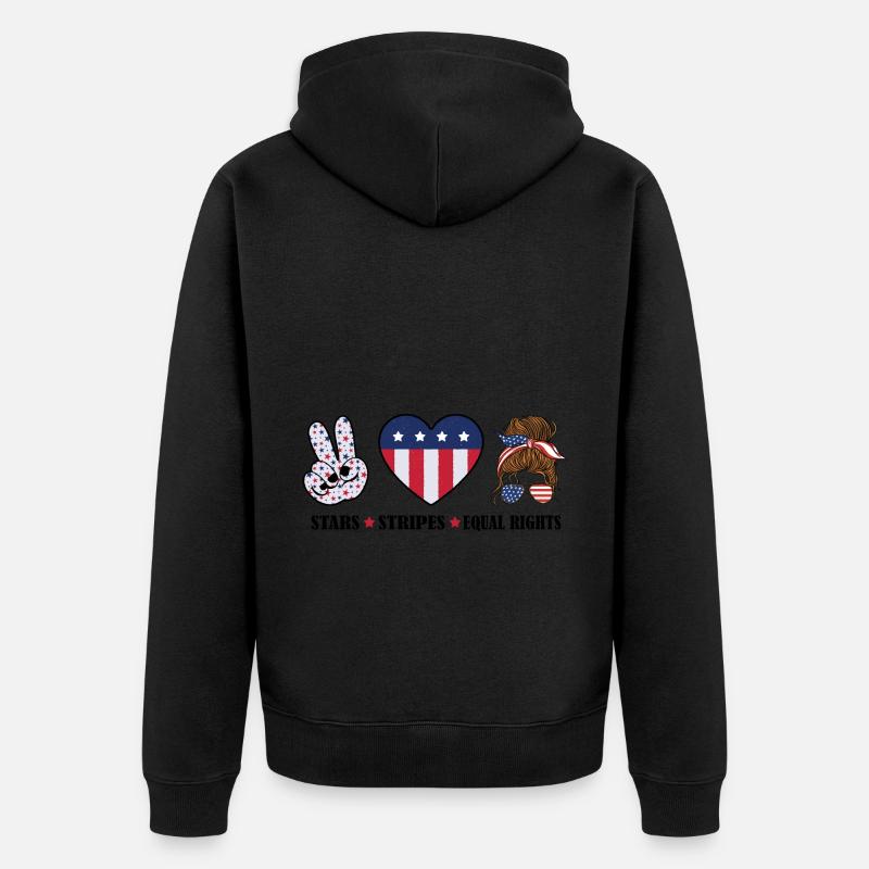 Rayures étoilées et égalité - Veste à capuche bio Premium Unisexe - noir