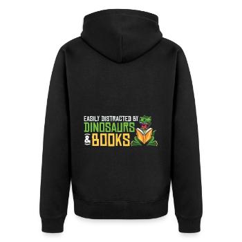 Dinosaur Book Read Dino Read Funny Readers - Unisex Premium Organic Zip Hoodie - black - Back - Nico (187cm)