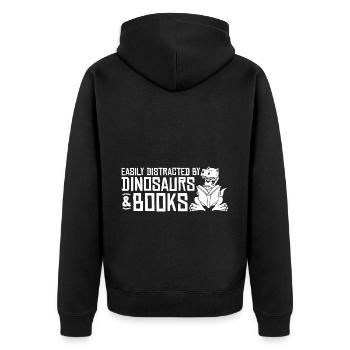 Dinosaur Book Read Dino Read Funny Readers - Unisex Premium Organic Zip Hoodie - black - Back - Nico (187cm)