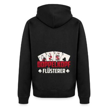 Doppelkopf Flüsterer Kartenspiel - Unisex Premium Bio Zip Hoodie - Schwarz - Hinten - Nico (187cm)