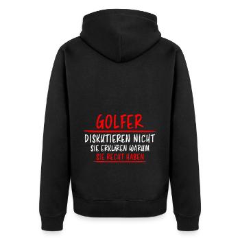 Golfer Hobby Golf Lustiger Spruch Spieler Geschenk - Unisex Premium Bio Zip Hoodie - Schwarz - Hinten - Nico (187cm)