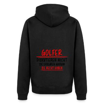 Golfer Hobby Golf Lustiger Spruch Spieler Geschenk - Unisex Premium Bio Zip Hoodie - Schwarz - Hinten - Nico (187cm)