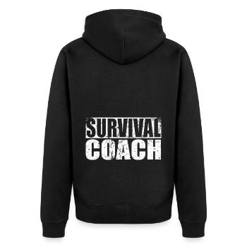 Survival Trainer, Coach, Nature, Adventure - Unisex Premium Organic Zip Hoodie - black - Back - Nico (187cm)