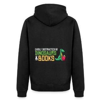 Dinosaur Book Read Dino Read Funny Readers - Unisex Premium Organic Zip Hoodie - black - Back - Nico (187cm)