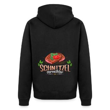 Schnitzel vernichter Fleisch Essen - Unisex Premium Bio Zip Hoodie - Schwarz - Hinten - Nico (187cm)