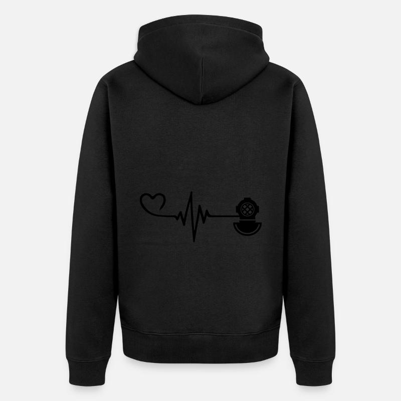 Apnée Plongée Pulse Heart - Veste à capuche bio Premium Unisexe - noir