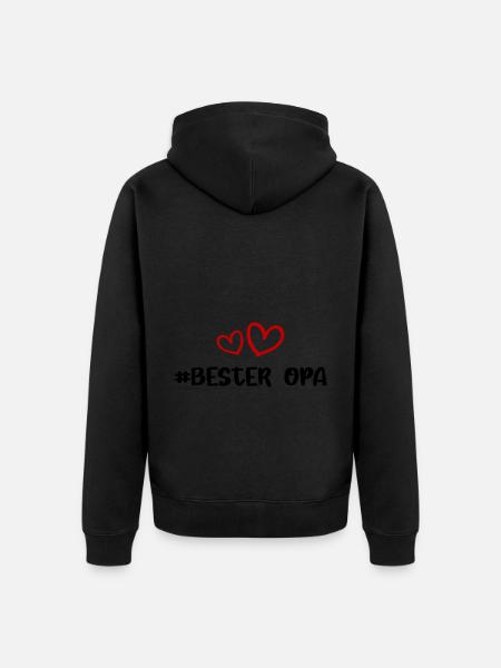 Bester Opa Herz Liebe - Unisex Premium Bio Zip Hoodie - Schwarz