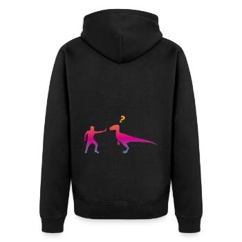 Velociraptor Dinosaurier - Unisex Premium Bio Zip Hoodie - Schwarz - Hinten - Nico (187cm)