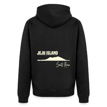 Jeju Island South Korea - Unisex Premium Bio Zip Hoodie - Schwarz - Hinten - Nico (187cm)
