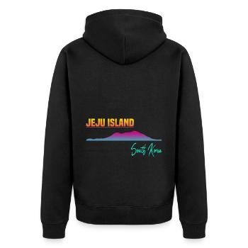 Jeju Island South Korea - Unisex Premium Bio Zip Hoodie - Schwarz - Hinten - Nico (187cm)