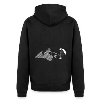 Berg - Gleitschirmfliegen - (2) - Unisex Premium Bio Zip Hoodie - Schwarz - Hinten - Nico (187cm)