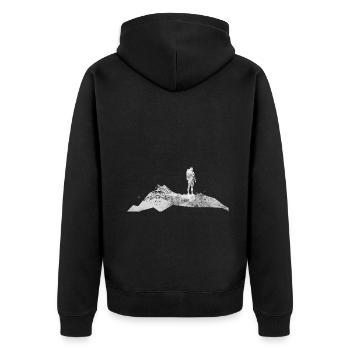 Berg - Wanderer - (9) - Unisex Premium Bio Zip Hoodie - Schwarz - Hinten - Nico (187cm)