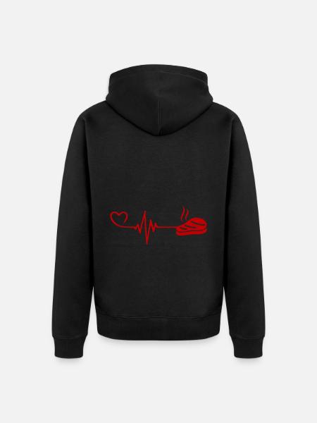 Steak Herzschlag Puls - Unisex Premium Bio Zip Hoodie - Schwarz