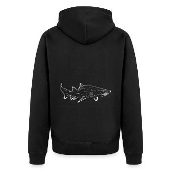 Hai - Unisex Premium Bio Zip Hoodie - Schwarz - Hinten - Nico (187cm)