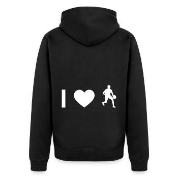 I Heart et Guy Basketball - - Veste à capuche bio Premium Unisexe - noir - Dos - Nico (187cm)