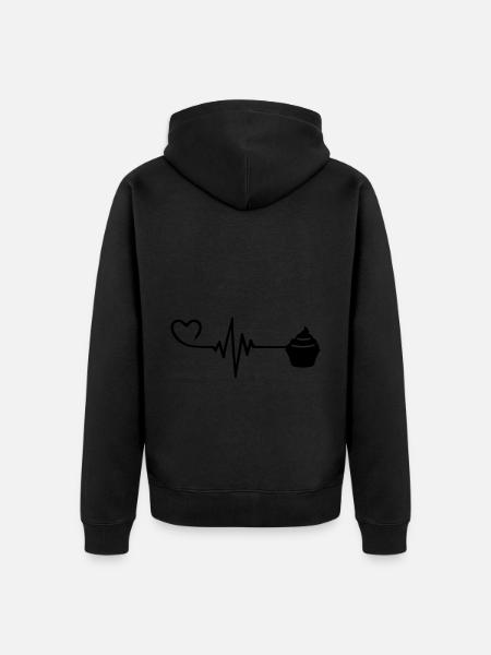 Muffin Pulse Heart Love - Unisex Premium Organic Zip Hoodie - black