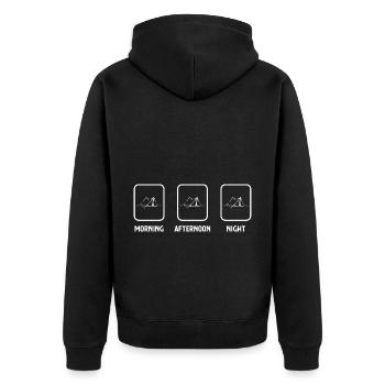 Morgens Nachts und Camping 1 - (3) - Unisex Premium Bio Zip Hoodie - Schwarz - Hinten - Nico (187cm)