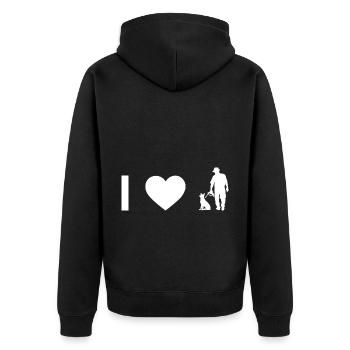 Ich Herz und Kerl mit Hund - - Unisex Premium Bio Zip Hoodie - Schwarz - Hinten - Nico (187cm)