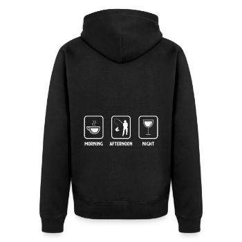 Morning, afternoon, evening and fishing - - Unisex Premium Organic Zip Hoodie - black - Back - Nico (187cm)