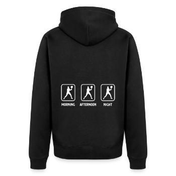 Matin, après-midi, soir et tennis - (3) - Veste à capuche bio Premium Unisexe - noir - Dos - Nico (187cm)