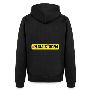 Malle 2024 - Unisex Premium Bio Zip Hoodie - Schwarz - Hinten - Nico (187cm)
