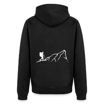 Mountain - Hiking - (17) - Unisex Premium Organic Zip Hoodie - black - Back - Nico (187cm)