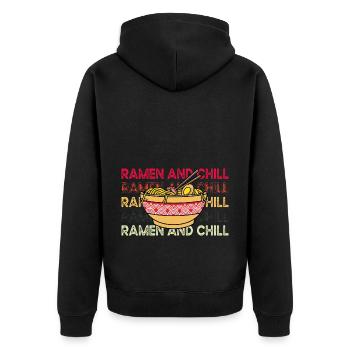 Ramen and Chill - Unisex Premium Bio Zip Hoodie - Schwarz - Hinten - Nico (187cm)