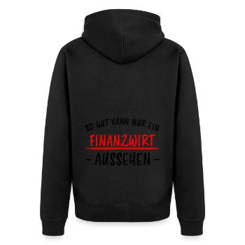 Finanzwirt Lustiger Spruch Büro Beamter Geschenk - Unisex Premium Bio Zip Hoodie - Schwarz - Hinten - Nico (187cm)