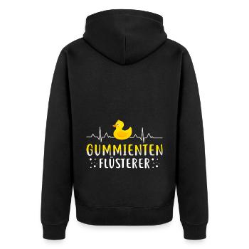 Badeente Gummienten Flüsterer Herzschlag - Unisex Premium Bio Zip Hoodie - Schwarz - Hinten - Nico (187cm)