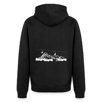 Mountain - Skiing - (17) - Unisex Premium Organic Zip Hoodie - black - Back - Nico (187cm)