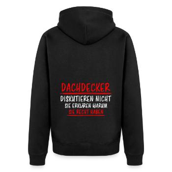 Dachdecker Job Handwerker Lustiger Spruch Geschenk - Unisex Premium Bio Zip Hoodie - Schwarz - Hinten - Nico (187cm)