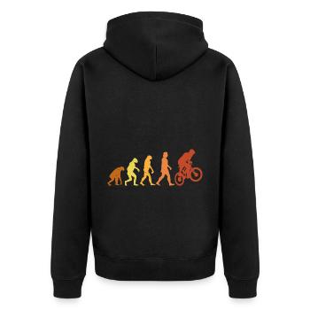 Vintage and Retro BMX Evolution - Unisex Premium Bio Zip Hoodie - Schwarz - Hinten - Nico (187cm)