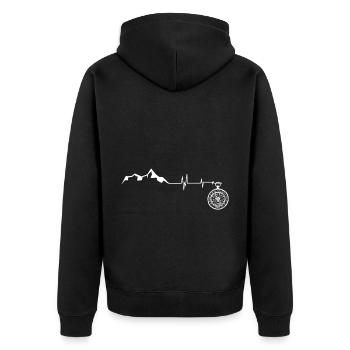 Heartbeat - Compass - Mountain - (3) - Unisex Premium Organic Zip Hoodie - black - Back - Nico (187cm)