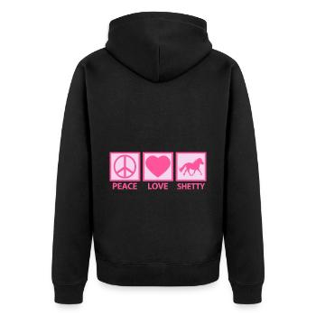 Shetland Pony Shetland Pony Peace Love Sayings Pink - Unisex Premium Organic Zip Hoodie - black - Back - Nico (187cm)
