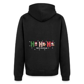 Frohe Weihnachten Weihnachtsmann Hohoho - Unisex Premium Bio Zip Hoodie - Schwarz - Hinten - Nico (187cm)