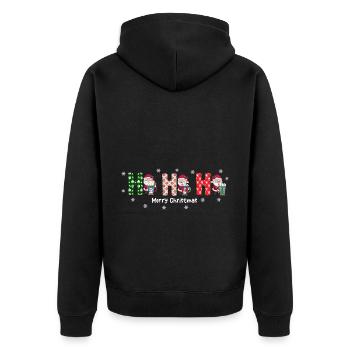 Frohe Weihnachten Weihnachtsmann Hohoho - Unisex Premium Bio Zip Hoodie - Schwarz - Hinten - Nico (187cm)