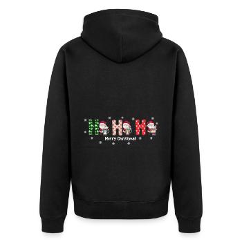 Frohe Weihnachten Weihnachtsmann Hohoho - Unisex Premium Bio Zip Hoodie - Schwarz - Hinten - Nico (187cm)