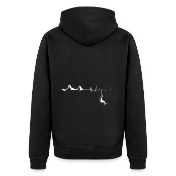Berg - Herzklopfen - Skifahrer - (2) - Unisex Premium Bio Zip Hoodie - Schwarz - Hinten - Nico (187cm)