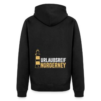 Urlaubsreif Norderney - Unisex Premium Bio Zip Hoodie - Schwarz - Hinten - Nico (187cm)