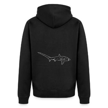 Fuchshai - Unisex Premium Bio Zip Hoodie - Schwarz - Hinten - Nico (187cm)