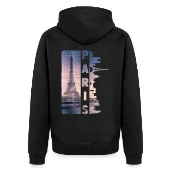 Paris France Ville Skyline Accueil Amour - Veste à capuche bio Premium Unisexe - noir - Dos - Nico (187cm)
