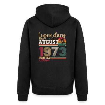 Légendaire Août 1973 49e anniversaire Cadeau Amusant - Veste à capuche bio Premium Unisexe - noir - Dos - Nico (187cm)
