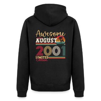 Awesome since August 2001 21st Birthday Gift - Unisex Premium Organic Zip Hoodie - black - Back - Nico (187cm)