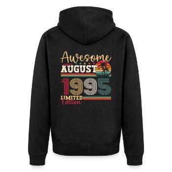 Awesome since August 1995 27th Birthday Gift - Unisex Premium Organic Zip Hoodie - black - Back - Nico (187cm)