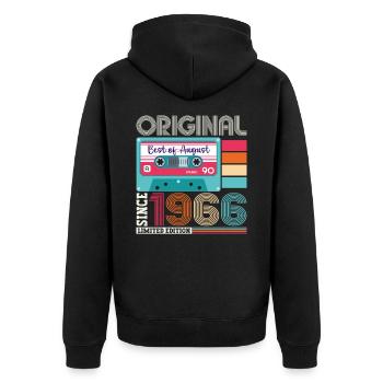 Original August 1966 56. Geburtstag Geschenk Retro - Unisex Premium Bio Zip Hoodie - Schwarz - Hinten - Nico (187cm)