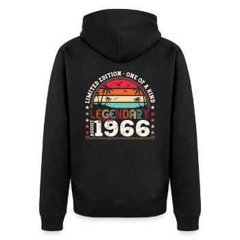 Legendär August 1966 56. Geburtstag Geschenk Fun - Unisex Premium Bio Zip Hoodie - Schwarz - Hinten - Nico (187cm)