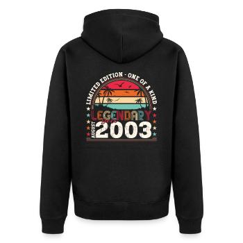 Legendary August 2003 19th Birthday Gift Fun - Unisex Premium Organic Zip Hoodie - black - Back - Nico (187cm)