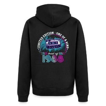 Original September 1988 34. Geburtstag Geschenk - Unisex Premium Bio Zip Hoodie - Schwarz - Hinten - Nico (187cm)